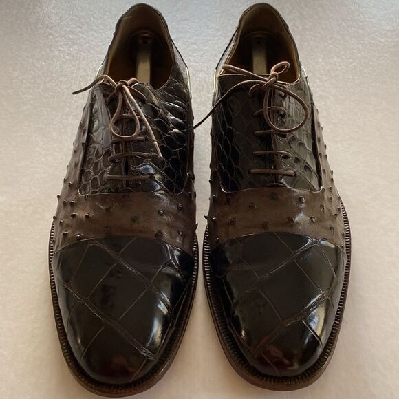 MAURI Men’s Genuine Alligator Leather Oxfords Size 11 M. Made in Italy. - Picture 1 of 11